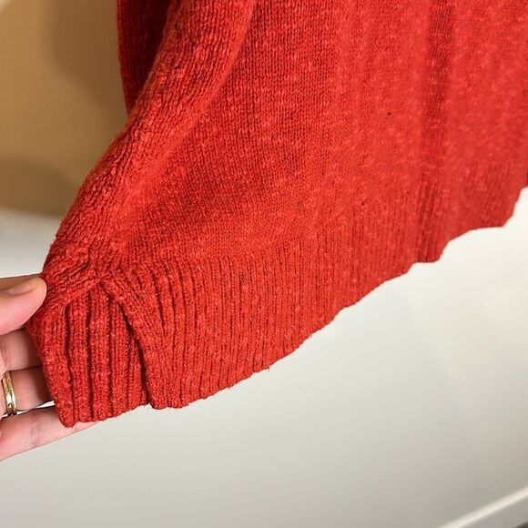 J Jill Red Chili Pepper Cotton Blend Fold over Turtle Neck Petite M 59% Cotton - Picture 3 of 6